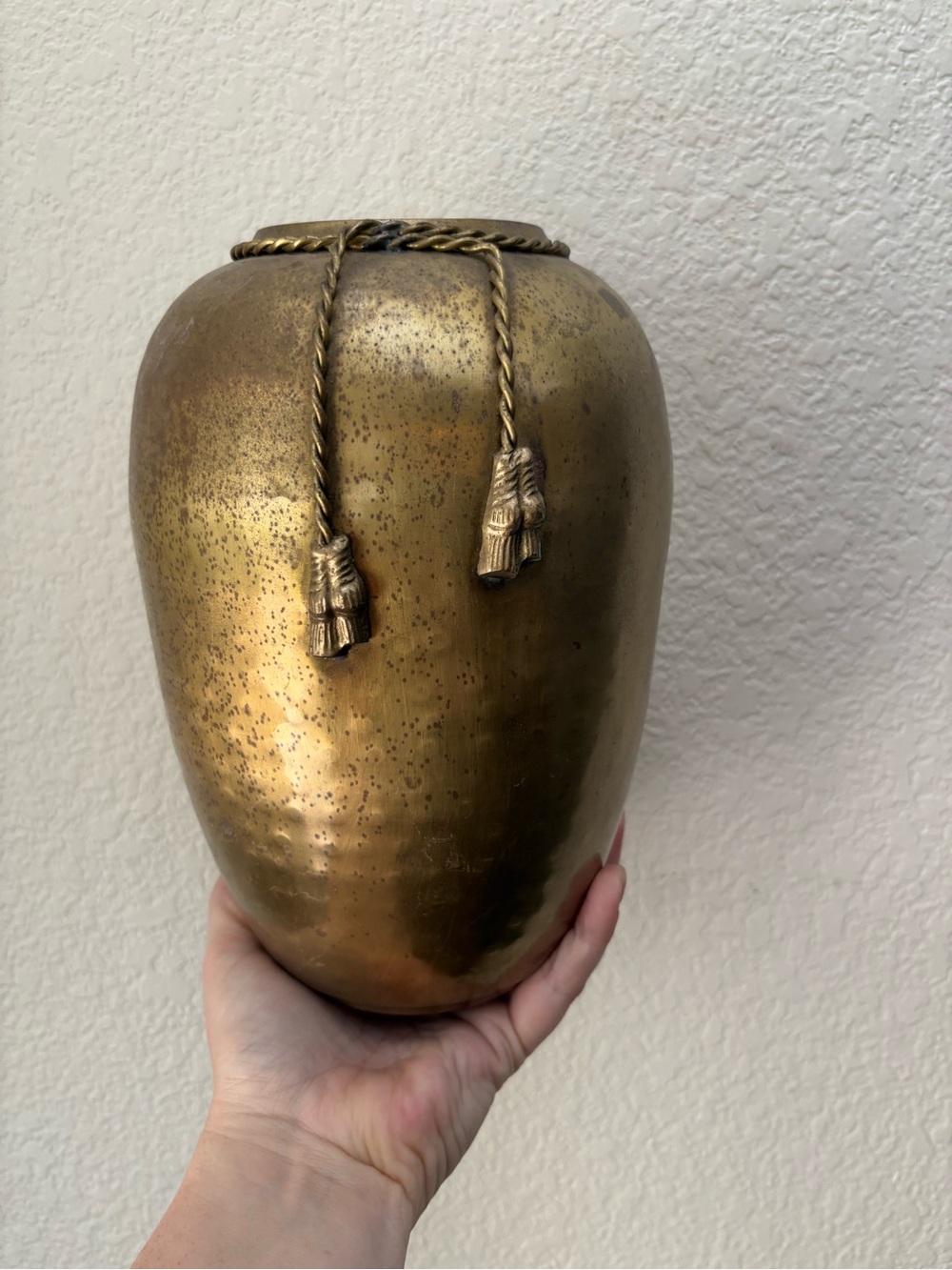 Brass Finish Decorative Vase with Rope Tassel